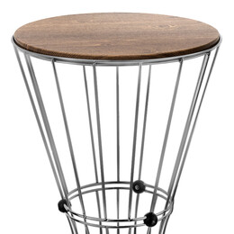 Βοηθητικό Τραπεζάκι Girene Megapap Μεταλλικό - mdf Χρώμα Ασημί - Καρυδί 32x32x58εκ.