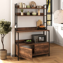 Έπιπλο Κουζίνας Severo Megapap Μεταλλικό - Μελαμίνης Χρώμα Μαύρο - Καπνιστή Καρυδιά 101x36x160εκ.