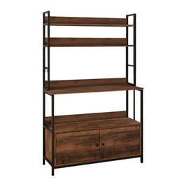 Έπιπλο Κουζίνας Severo Megapap Μεταλλικό - Μελαμίνης Χρώμα Μαύρο - Καπνιστή Καρυδιά 101x36x160εκ.