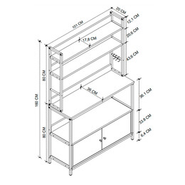 Έπιπλο Κουζίνας Severo Megapap Μεταλλικό - Μελαμίνης Χρώμα Μαύρο - Καπνιστή Καρυδιά 101x36x160εκ.