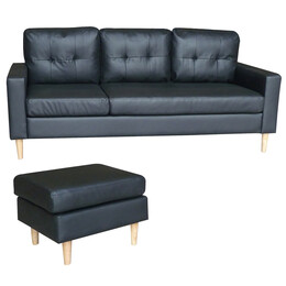 LIANA S BLACK PU ΚΑΝΑΠΕΣ/ΓΩΝΙΑ 185Χ126εκ.