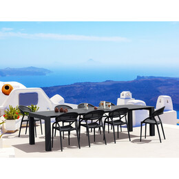 Σετ Τραπεζαρίας 9τμχ Vegas Sunset Dark Grey 100X260/300Χ75εκ.