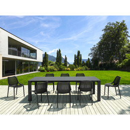 Σετ Τραπεζαρίας 9τμχ Vegas Air Dark Grey 100X260/300Χ75εκ.