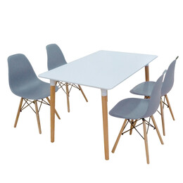 Σετ Τραπεζαρίας Loft Grey Randy 5τμχ 120Χ80X72εκ.