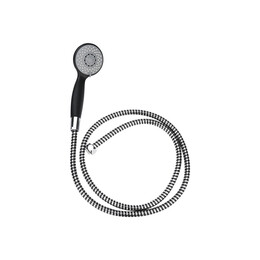 Estia Κεφαλη Ντους Χρωμιου 8cm με 3 Λειτουργιες Ροης & Σπιραλ Ασημι-Μαυρο 1.5m