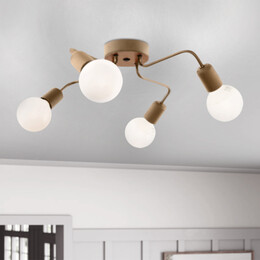 Φωτιστικό Οροφής Horus Megapap e27 Μεταλλικό Τετράφωτο Χρώμα Χρυσό 48x48x10εκ.