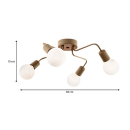 Φωτιστικό Οροφής Horus Megapap e27 Μεταλλικό Τετράφωτο Χρώμα Χρυσό 48x48x10εκ.