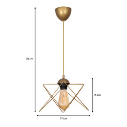 Φωτιστικό Οροφής Faven Megapap e27 Μεταλλικό Μονόφωτο Χρώμα Χρυσό 17x17x70εκ.