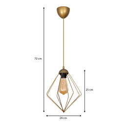 Φωτιστικό Οροφής Nura Megapap e27 Μεταλλικό Μονόφωτο Χρώμα Χρυσό 24x24x72εκ.