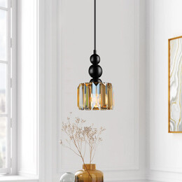 Φωτιστικό Οροφής Alaba Megapap e27 Μεταλλικό - Γυάλινο Μονόφωτο Χρώμα Μαύρο 15x15x65εκ.