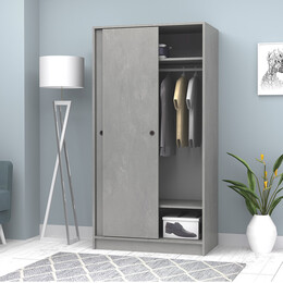 Ντουλάπα Ρούχων Misra Megapap Δίφυλλη Συρόμενη Χρώμα Γκρι Σκυροδέματος 94x52x182εκ.