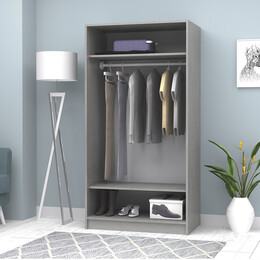 Ντουλάπα Ρούχων Misra Megapap Δίφυλλη Συρόμενη Χρώμα Γκρι Σκυροδέματος 94x52x182εκ.