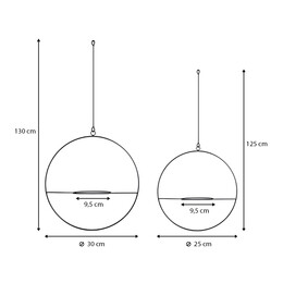 Βάση - Ζαρντινιέρα Κρεμαστή σετ 2τμχ Μεταλλική για Φυτά Εσωτερικού και Εξωτερικού Χώρου Χρώμα Μαύρο Φ30εκ.