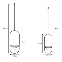 Βάση - Ζαρντινιέρα Κρεμαστή σετ 2τμχ Μεταλλική για Φυτά Εσωτερικού και Εξωτερικού Χώρου Χρώμα Μαύρο Φ15εκ.