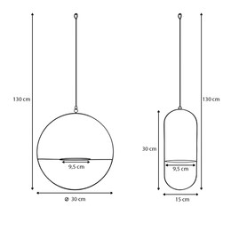 Βάση - Ζαρντινιέρα Κρεμαστή σετ 2τμχ Μεταλλική για Φυτά Εσωτερικού και Εξωτερικού Χώρου Χρώμα Μαύρο Φ30εκ.