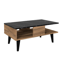 Τραπεζάκι Σαλονιού Andros Megapap Χρώμα Καρυδί - Μαύρο εφέ Μαρμάρου 90x54x39,6εκ.