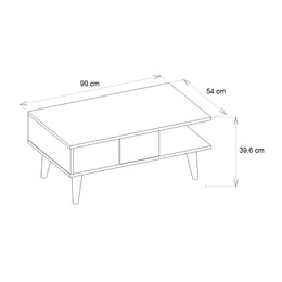 Τραπεζάκι Σαλονιού Andros Megapap Χρώμα Καρυδί - Μαύρο εφέ Μαρμάρου 90x54x39,6εκ.