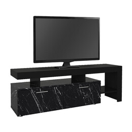 Έπιπλο Τηλεόρασης Acnes Megapap Χρώμα Μαύρο - Μαύρο εφέ Μαρμάρου 160x40x53εκ.