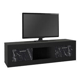 Έπιπλο Τηλεόρασης Davin Megapap Χρώμα Μαύρο - Μαύρο εφέ Μαρμάρου 180x40x47εκ.