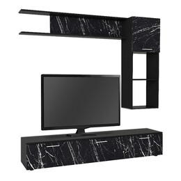 Σύνθεση Τηλεόρασης Darcy Megapap Χρώμα Μαύρο εφέ Μαρμάρου - Μαύρο 180x40x33εκ.