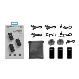 BOYA BY-XM6-S2  2.4 Ghz wireless mic system 3.5mm for camera, phone, laptop 2 transmitters- 2 person