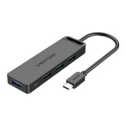 Vention Type-c to 4-Port usb 3.0 hub With Power Supply Black 0.5m abs Type (Tgkbd) (Ventgkbd)