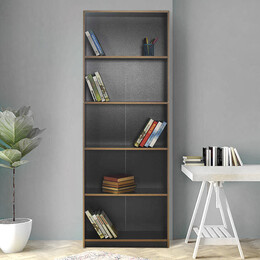 Βιβλιοθήκη max Megapap Χρώμα Ανθρακί 64x26x182εκ.