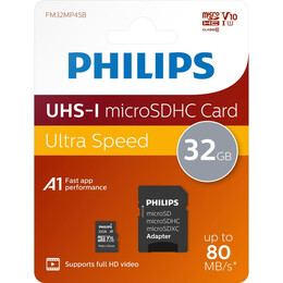Philips Microsdhc 32gb Class 10 u1 uhs-i με Αντάπτορα (Phmsda32guhsiu1p2) (Phiphmsda32guhsiu1p2)
