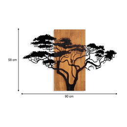 Διακοσμητικό Τοίχου Acacia Tree Megapap Ξύλινο - Μεταλλικό Χρώμα Καρυδί - Μαύρο 90x3x58εκ.