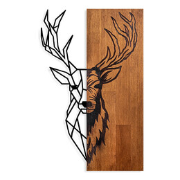 Διακοσμητικό Τοίχου Deer Megapap Ξύλινο - Μεταλλικό Χρώμα Καρυδί - Μαύρο 36x3x58εκ.