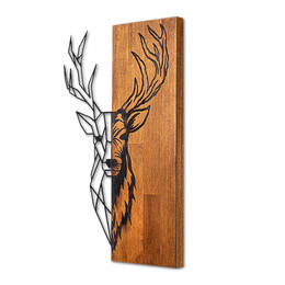 Διακοσμητικό Τοίχου Deer Megapap Ξύλινο - Μεταλλικό Χρώμα Καρυδί - Μαύρο 36x3x58εκ.
