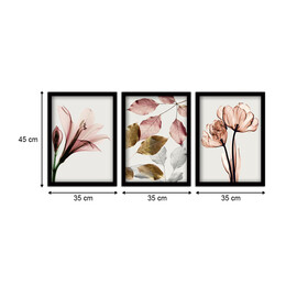 Πίνακας "pink Flowers" Megapap 3 Τμχ. σε Πλαίσιο 35x45x2εκ.