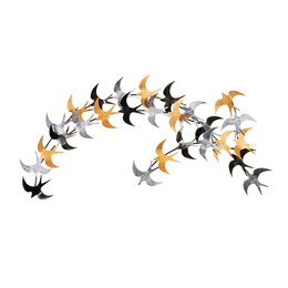 Διακοσμητικό Τοίχου Birds Megapap Μεταλλικό Χρώμα Μαύρο - Bronze - Ασημί 137x62εκ.