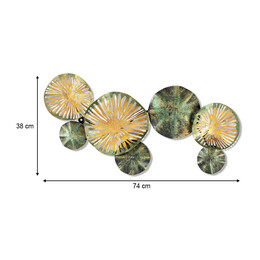 Διακοσμητικό Τοίχου Flower Megapap Μεταλλικό Χρώμα Χρυσό - Πράσινο 74x38εκ.