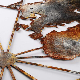 Διακοσμητικό Τοίχου World map Megapap Μεταλλικό Χρώμα Μαύρο - Bronze 120x60εκ.