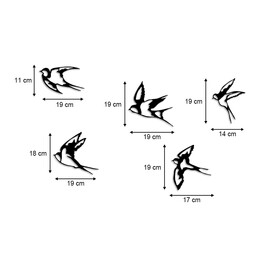 Διακοσμητικό Τοίχου Swallows Megapap 5 τμχ Μεταλλικό Χρώμα Μαύρο 19x19εκ.
