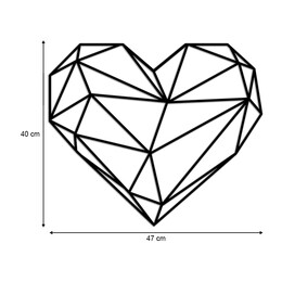 Διακοσμητικό Τοίχου Heart Megapap Μεταλλικό Χρώμα Μαύρο 47x40εκ.