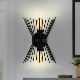 Απλίκα Τοίχου Kirpi Megapap e27 Μεταλλική Χρώμα Μαύρο 23x5x33εκ.