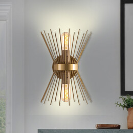 Απλίκα Τοίχου Kirpi Megapap e27 Μεταλλική Χρώμα Χρυσό 23x5x33εκ.