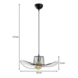 Φωτιστικό Οροφής tel Megapap e27 Μεταλλικό Μονόφωτο Χρώμα Μαύρο Φ49x110εκ.