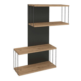 Ραφιέρα Τοίχου Destan Megapap Χρώμα Ανθρακί - Φυσικό Οξιάς 65x19x96εκ.