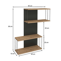 Ραφιέρα Τοίχου Destan Megapap Χρώμα Ανθρακί - Φυσικό Οξιάς 65x19x96εκ.