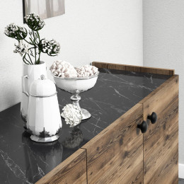 Μπουφές Lidya Megapap Χρώμα Καρυδί - Μαύρο εφέ Μαρμάρου 182x41x82,5εκ.