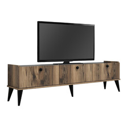 Έπιπλο Τηλεόρασης Lidya Megapap Χρώμα Καρυδί - Μαύρο εφέ Μαρμάρου 180x35x49εκ.