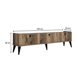 Έπιπλο Τηλεόρασης Lidya Megapap Χρώμα Καρυδί - Μαύρο εφέ Μαρμάρου 180x35x49εκ.