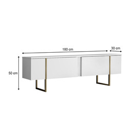 Έπιπλο Τηλεόρασης Luxe Megapap Χρώμα Λευκό - Χρυσό 180x30x50εκ.