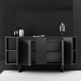 Μπουφές Luxe Megapap Χρώμα Ανθρακί 160x35x80εκ.