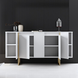 Μπουφές Luxe Megapap Χρώμα Λευκό - Χρυσό 160x35x80εκ.