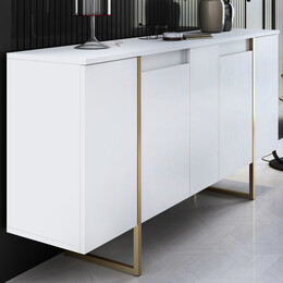 Μπουφές Luxe Megapap Χρώμα Λευκό - Χρυσό 160x35x80εκ.