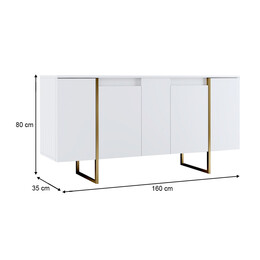 Μπουφές Luxe Megapap Χρώμα Λευκό - Χρυσό 160x35x80εκ.